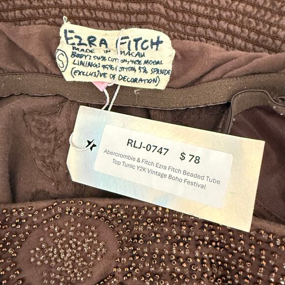 Abercrombie & Fitch Ezra Fitch Beaded Tube Top Tunic Y2K Vintage Boho Festival - Picture 4 of 4